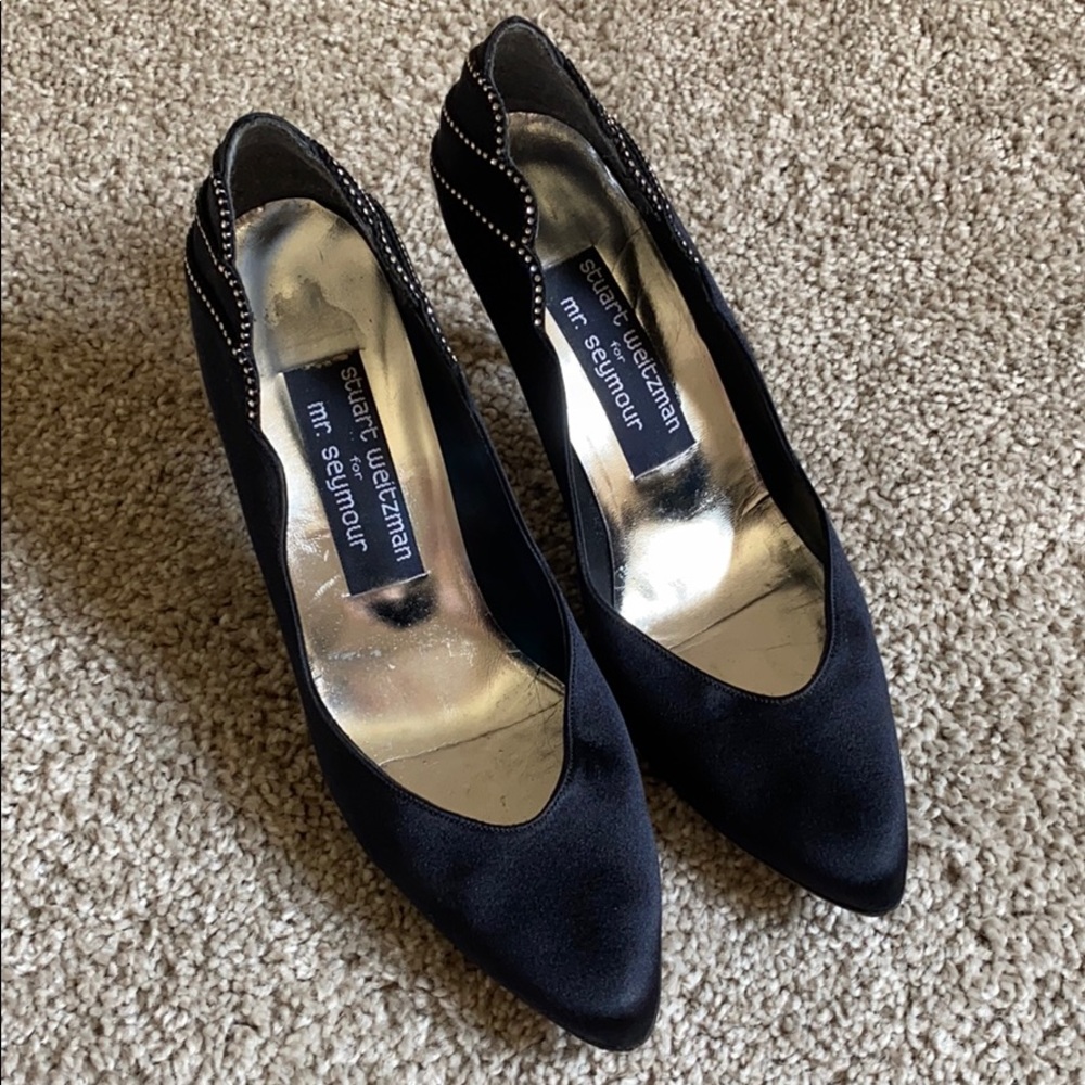 Vintage Stuart Wietzman Black Jewel Heels Sz 7